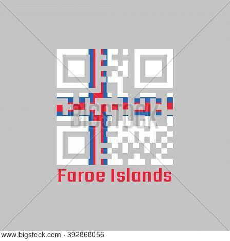 Qr Code Set The Color Of Faroe Islands Flag. A Blue-fimbriated Red Nordic Cross On A White Field. Wi