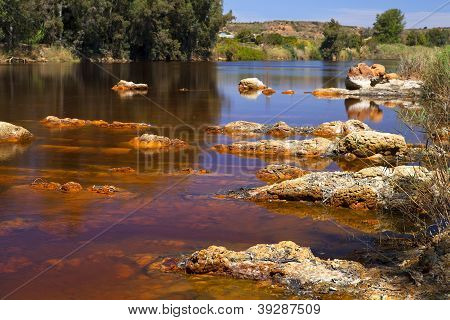 Acidic Rio river Tinto In Niebla