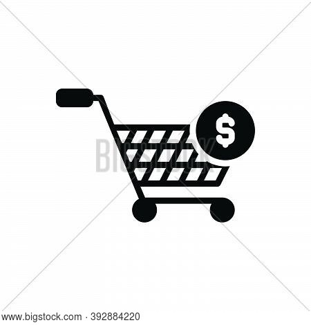 Black Solid Icon For Purchase Supermarket Commercial Cart Trolly Shopping Online Internet Digital Co