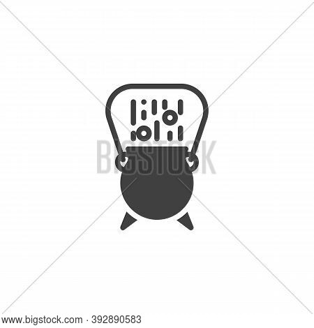 Witch Cauldron With Potion Vector Icon. Filled Flat Sign For Mobile Concept And Web Design. Magic Po