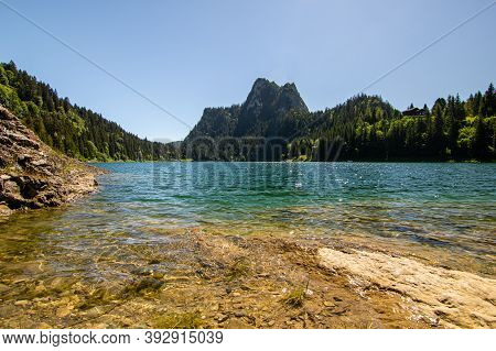 A Beautiful View Over Lac De Taney In Vallais.