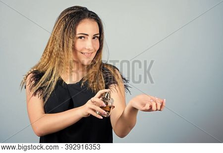 Let Desire Lead You. Lady With Bottle Of Perfume. Morning Grooming. Woman With Bottle Of Perfume. Gi