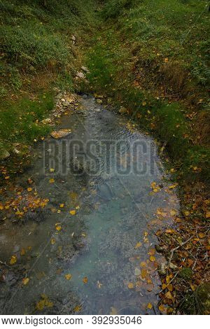 Sulphurous Water Springs In Lavino In Autumn In Abruzzo In Italy