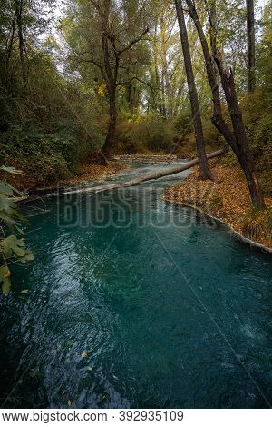 Sulphurous Water Springs In Lavino In Autumn In Abruzzo In Italy