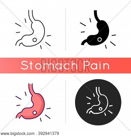Gastritis Icon. Stomach Ulcer. Upper Abdominal Pain. Gastric Mucosa. Gnawing And Burning Ache. Stoma