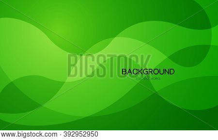 Green Abstract Background With Curve Lines. Vector Illustration.