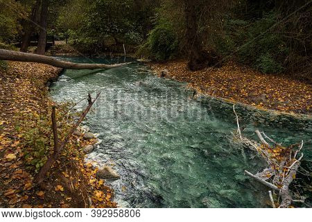 Sulphurous Water Springs In Lavino In Autumn In Abruzzo In Italy
