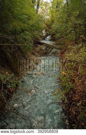 Sulphurous Water Springs In Lavino In Autumn In Abruzzo In Italy
