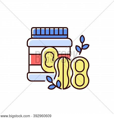 Peanut Butter Rgb Color Icon. Food Paste. Delicious Dessert. Vegetarian Product. Childhood Lunch. Pb