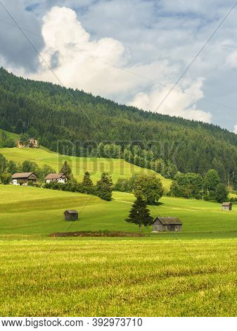 Cycleway Of Pusteria Valley, Bolzano Province, Trentino Alto Adige, Italy. Mountain Landscape At Sum