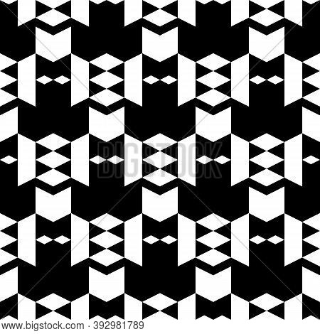 Seamless Pattern. Rhombuses, Trapeziums, Triangles, Chevrons Ornament. Folk Wallpaper.geometric Back