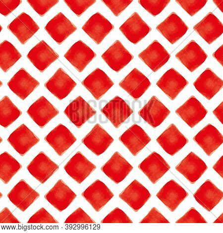 Vector Red Karo Squares White Seamless Pattern