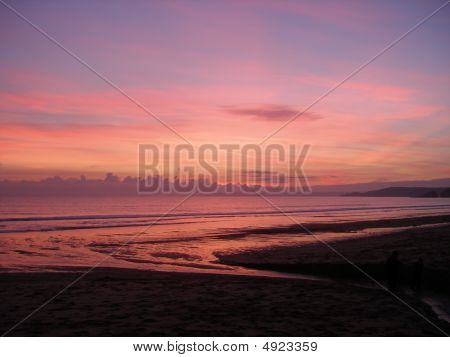 Sonnenuntergang über Praa Sands cornwall