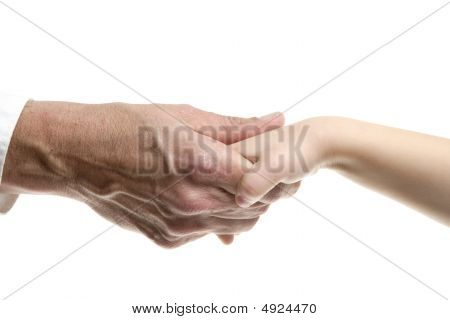 Empresario padre dando la mano a un niño