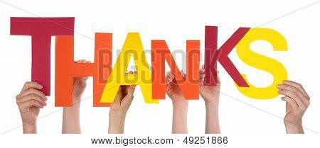 Hands Holding The Letters Thanks