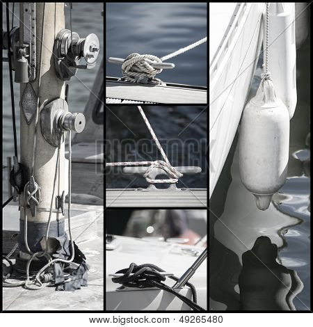 Retro Look Collection Of Yacht Sailboat Details