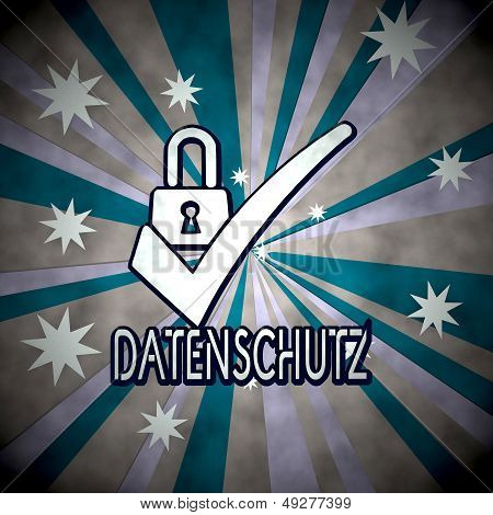 Datenschutz(english Data Protection) Icon  On Retro Star Background