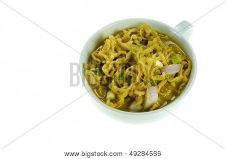 Yellow Noodles On White