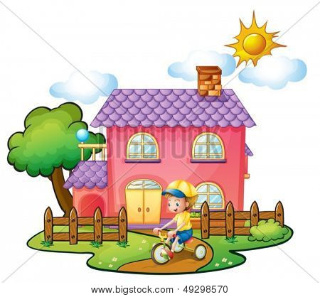 ภาพของเด็กน้อยที่เล่นหน้าบ้านของพวกเขาบนพื้นหลังสีขาว