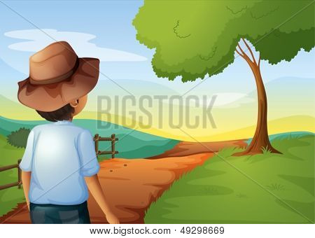 Illustrazione di un chiuso di un giovane agricoltore