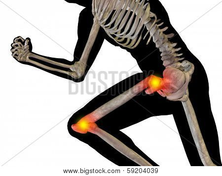 Conceptual 3D human man anatomy or health design, joint or articular pain, ache or injury isolated on white background, for medical, fitness, medicine, bone, care, hurt, osteoporosis,arthritis or body