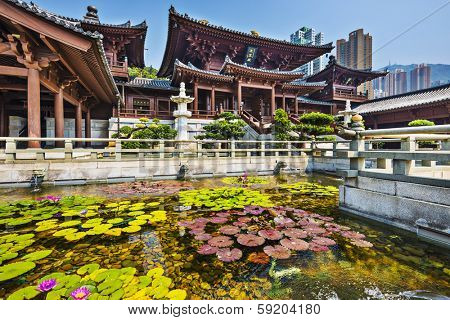 Chi Lin Nunnery, a Buddhist Monastery in Hong Kong, China.