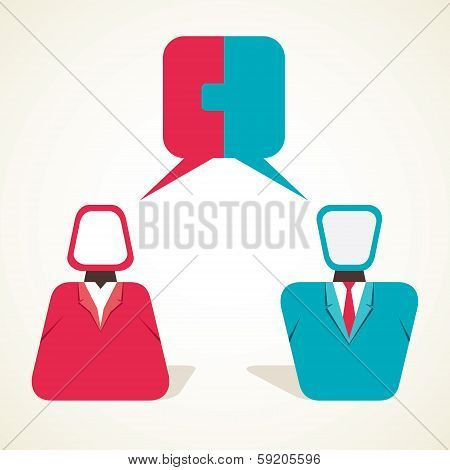 couple connection by message bubble stock
