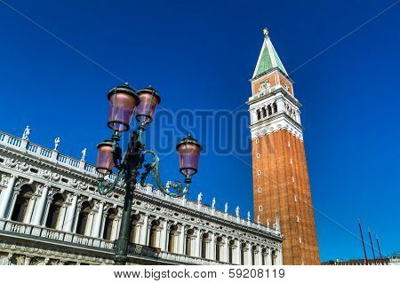 the campanile in st. mark's square in venice, italy. landmark of the city