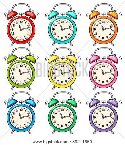 Set of ringing alarm clock