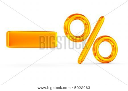 Decrease Percent On White Background. Isolated 3D Image