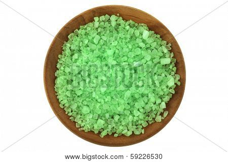 Sea Salt Bath with Algae extract in a wooden bowl, great body scrub