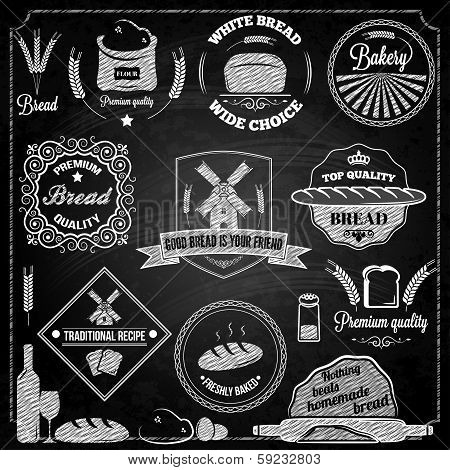 bread bakery set elements chalkboard