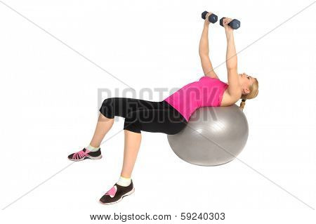 Dumbbell Chest Fly on Stability Fitness Ball Exercise, phase 2 of 2