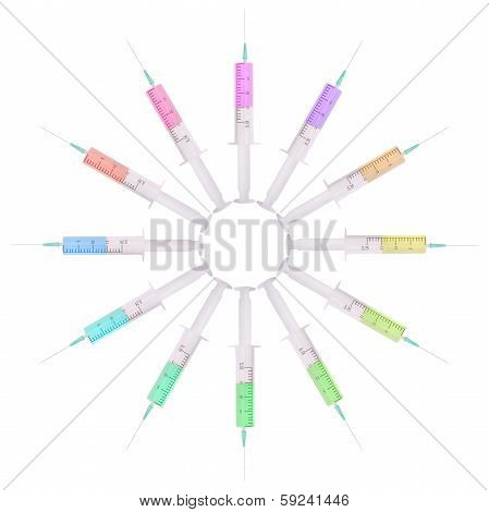 Syringe With Medicine Multicolored