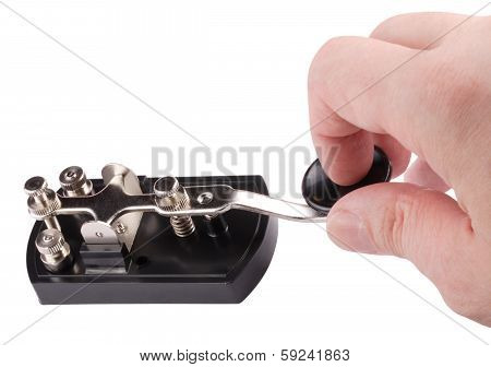 Hand With Morse Key Isolated