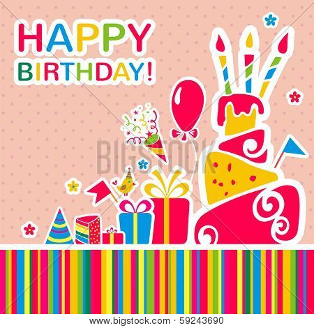 Vector happy birthday background. Greeting card