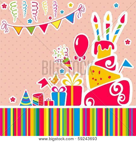 Vector happy birthday background. Greeting card