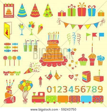 Set of vector birthday elements