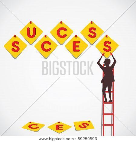 push pin make success word vector