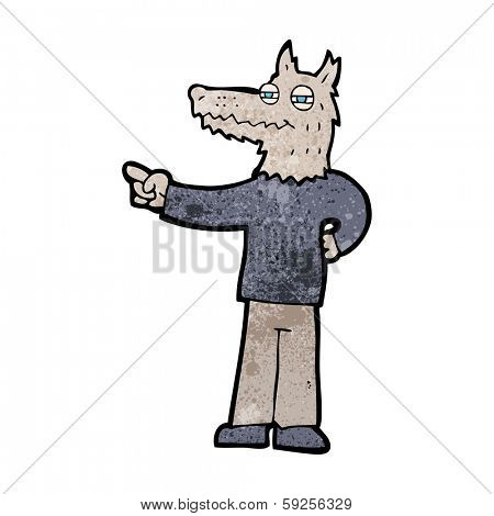 cartoon pointing wolf man
