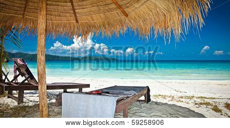 Beautiful turquoise beach on  Koh Rong Samloem island  in Cambodia.