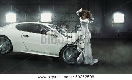 Conceptual photo of a crashed car