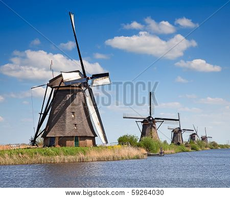 Ancient windmills near Kinderdijk, Netherlands