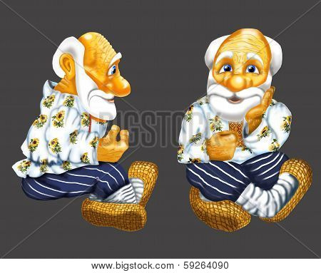 man sitting grandfather national dress bast sandals