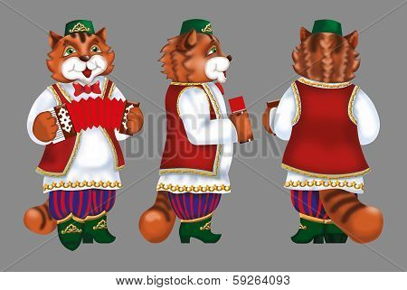 Puss in Boots national dress cute cheerful accordion musician