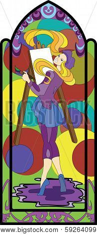 girl art stained glass mosaic artist