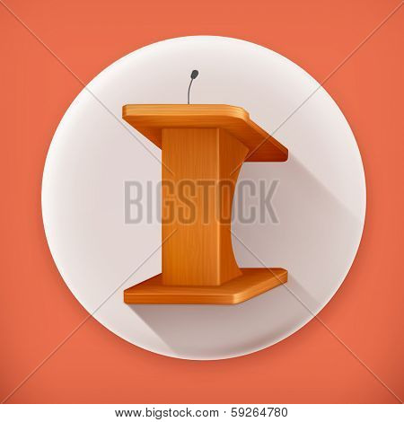 Tribune, long shadow vector icon