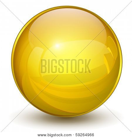 Sphere 3D, glossy gold, yellow vector ball