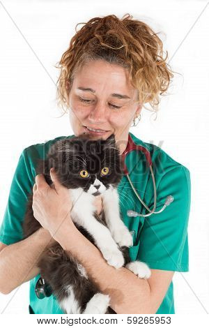 Veterinary with kitten