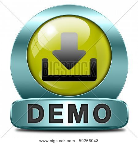 Demo download button or icon for free trial demonstration